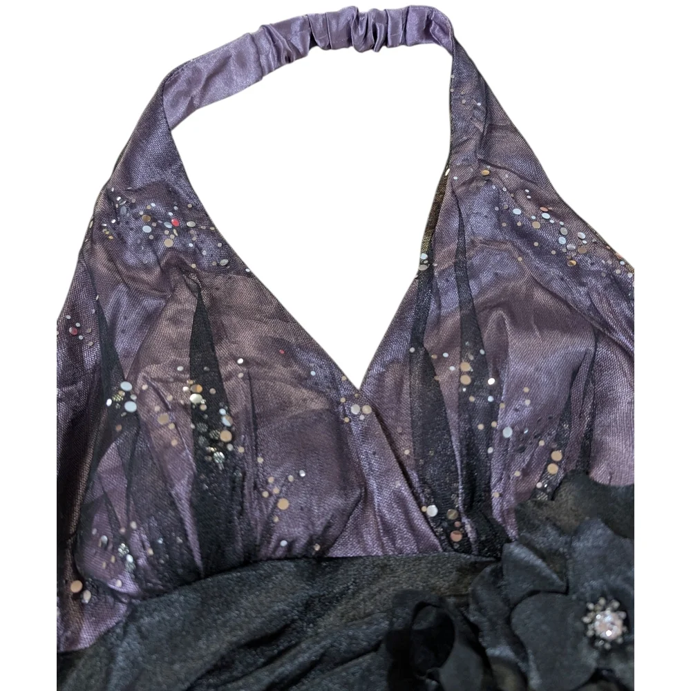 Whimsigoth Dark Fairy Celestial Glitter Halter Dress XS Y2K 2000s - Picture 8 of 15